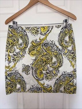 Ann Taylor Paisley Madison Skirt Yellow White Size 4P